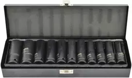 AW-Tools Smūginių galvučių rinkinys AWTools AW38645BL; 1/2''; 10-24 mm; 11 vnt.