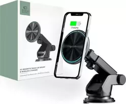 Magnetinis automobilinis laikiklis MagSafe su 15W indukcinis įkrovimas priekiniam stiklui / prietaisų skydeliui teleskopinė rankena Tech-Protect A2 juodos spalvos