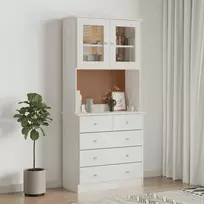 Komoda ALTA, balta, 77x35x165cm, pušies masyvas
