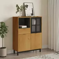 Komoda su stiklinėmis durelėmis FLAM, 92x40x122,5cm, pušis