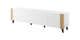 Laikiklis Cama Meble Televizoriaus Stovas - Faro 200x42x52 Baltas Matinis/Ąžuolas