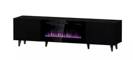 Laikiklis Cama Meble Televizorius stovas - Pafos Ef su Elektriniu Židiniu 180x42x49 Juodas Matinis
