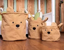 CHILDHOME DAIKTŲ IR ŽAISLŲ LAIKYMO 3 VNT. KREPŠIŲ RINKINYS TEDDY, BEIGE