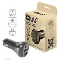 Įkroviklis Club 3D Club3D automobilinis įkroviklis nešiojamiesiems kompiuteriams 36W, 3 prievadai (2xUSB-A + USB-C)