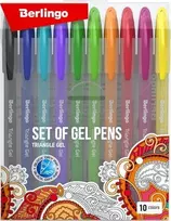Berlingo, Rinkinys geliniai rašikliai, spalva, 10vnt, 0,5mm, Triangle gelis