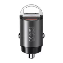 Automobilinis įkroviklis REMAX RCC110 Mini 30W USB + USB-C, greitas: Spalva - Juoda