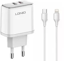Ldnio Įkroviklis 2x USB-C 35W USB-C Lightning laidas