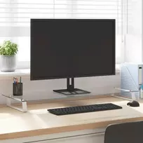 Laikiklis Monitoriaus stovas, baltas, 100x35x8cm, stiklas ir metalas