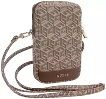 Guess krepšys su užtrauktuku GCube Bottom Stripe (GUWBZPGCSPGW) rudos spalvos