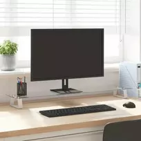 Laikiklis Monitoriaus stovas, baltas, 100x20x8cm, stiklas ir metalas