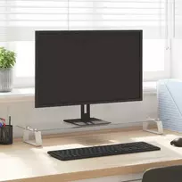 Laikiklis Monitoriaus stovas, baltas, 80x20x8cm, stiklas ir metalas
