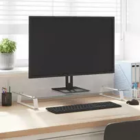Laikiklis Monitoriaus stovas, baltas, 80x35x8cm, stiklas ir metalas