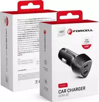 Car charger Forcell F-Energy Carbon 2 x USB C QC3.0 PD 3A 40W CC50-2C juodas
