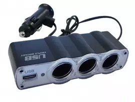 Lizdas trigubas +USB lizdas 12V