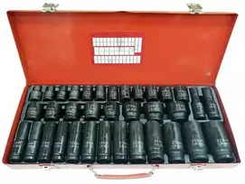 Smūginių ilgų ir trumpų galvučių rinkinys | CR-MO | 8 - 32 mm |1/2" 35 vnt.