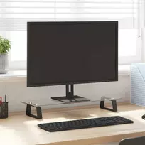 Laikiklis Monitoriaus stovas, juodas, 60x20x8cm, stiklas ir metalas