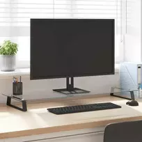 Laikiklis Monitoriaus stovas, juodas, 100x35x8cm, stiklas ir metalas