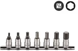 Force Šešiakampis-galvutė Hex 1/4" rinkinys 7 dalių