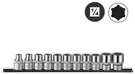 Force Galvučių colinių 6-kampių 1/4" rinkinys 11 dalių