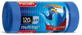 Šiukšlių maišai Paclan, 120l, 15 vnt., 25MK