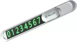 „Tellur“ laikino automobilio stovėjimo aikštelės telefono numerio kortelė, metalinė „Sidabrinis“