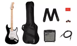 Elektrinės gitaros komplektas Fender Squier Sonic Strat + Frontman 10G, Juoda