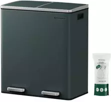 Songmics Atliekų dėžė 60 litrų (2 x 30 L) Pilka