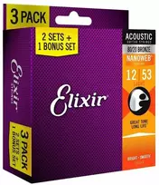 Elixir Eliksyras 16539 Nanoweb 80/20 Bronze 12-53 (3 komplektai)