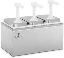 Royal Catering Trigubas dozatorius padažams su nerūdijančio plieno pompa, 3 x 2 l