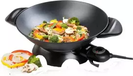 Ecost prekė po grąžinimo, Domo Do-8708W didelis juodas aliuminio elektrinis Wok 5 l (Atnaujinta)