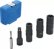 Bgs Technic Specialus smūginių dvipusių galvučių rinkinys / sraigtiniai ištraukikliai ir ilgintuvas | 12,5 mm (1/2") | 17-19-21 mm | 3 vnt. (7467)