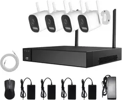 4 WIFI kamerų komplektas Longse LW5MC84B2, 5Mp, 2,8mm, 30m IR, 30m LED, žmogaus ir automobilio detekcija, švyturėliai, mikrofonas, garsiakalbis