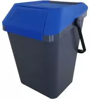 Easymaxx Šiukšliadėžė EasyMax pilka plastikinė 45 l su mėlynu dangčiu