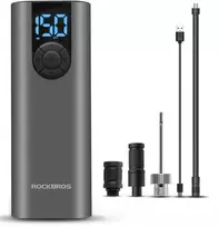 Rockbros 42720001001 elektrinė dviračio pompa su LED ekranu + USB-C – USB-A laidas – juodos spalvos