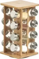 Rotary Rotacinė prieskonių lentynėlė + 16 indelių, 30 cm, bambukas, ZELLER