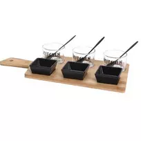 Excellent Houseware Užkandžių serviravimo rinkinys 10 vnt. Padėklas su juodais dubenėliais Komplektas