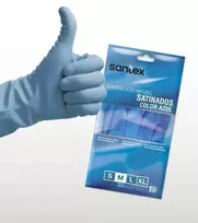 Santex Satin Mėlyna guminės latekso pirštinės - S - 12 porų