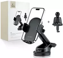 Tech-Protect V7 automobilinis telefono laikiklis for cockpit / air vent – juodos spalvos