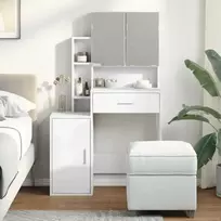 Kosmetinis staliukas su spintele, baltos spalvos, 80x35x132cm