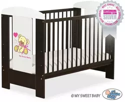 My Sweet Baby Medinė kūdikio lovytė 120x60 cm su meškučiu rožinė-ruda