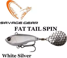 Savage Gear Fat Tail Spin Baltas Sidabrinis