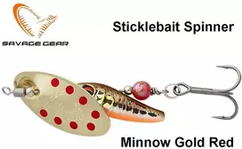 Sukriukė Savage Gear Sticklebait Spinner Minnow Gold Raudona