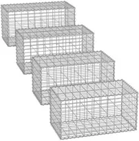 Songmics Gabionų krepšiai 100 x 30 x 30 cm, 4 vnt., sidabriniai