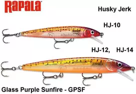 Vobleris Rapala Husky Jerk Glass Violetinė Sunfire GPSF