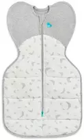 Love To Dream Otulacz Swaddle UP - dydis XS - balta, księżyc - ETAP 1 Extra Warm