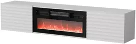 Laikiklis Cama Meble Televizorius - Smeg Cama RTV Spintelė 183x35x37 Balta Matinė + Juodas Židinys