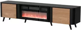 Laikiklis Cama Meble Televizoriaus Spintelė - Cama Volare 200 x 39 x 49 cm Juoda/Riešutmedis + Židinys