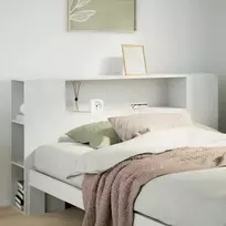 Galvūgalis su daiktų laikymo vieta, baltas, 160cm, pušis