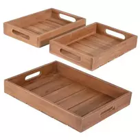 Home Styling Collection PIECES TEAK dekoratyvinių padėklų rinkinys, 3 vnt