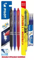 Pilot Pen Gelinis rašiklis Pilot Frixion Clicker 0,7 mm, ištrinamas, 3 vnt./pakuotėje + geltonas teksto žymeklis + šerdelės blisteryje